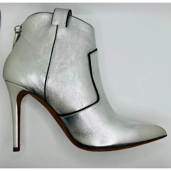 MINT 6.5 Silver VERONICA BEARD “Loretta” Leather Western Booties - Retail: $495