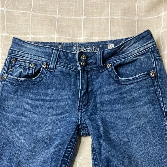 Miss‎ Me Jeans Embellished Angel Wings Pockets Bootcut Denim Jeans Studded Sz 29