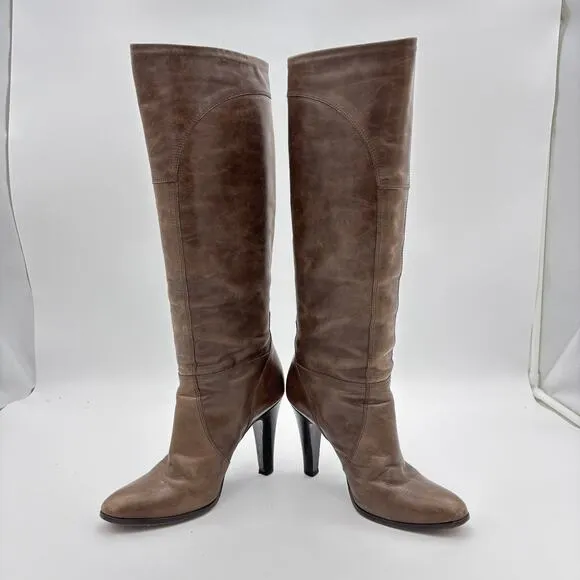 Miss Sixty Tall Knee High Heeled Leather Boots Women's 36 Made in Italy Y2K