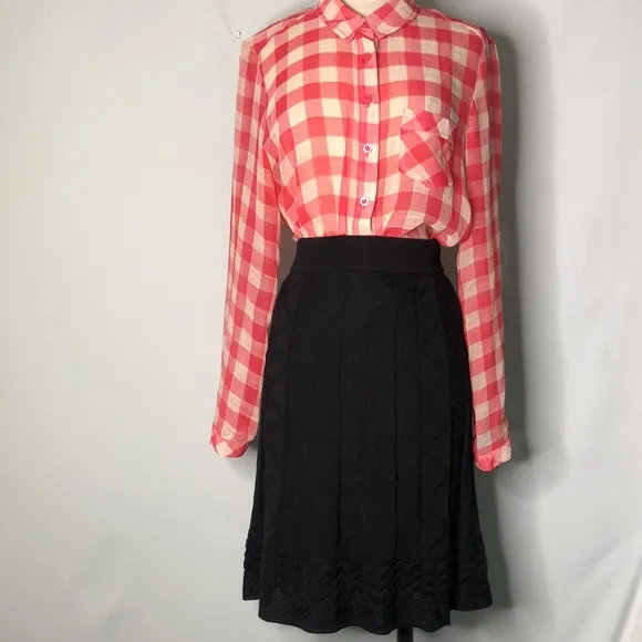 Missoni  Pleated flared Black A-Line knee Length Dress skirt Small 4