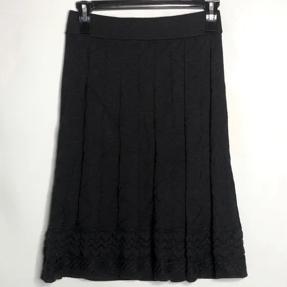 Missoni  Pleated flared Black A-Line knee Length Dress skirt Small 4