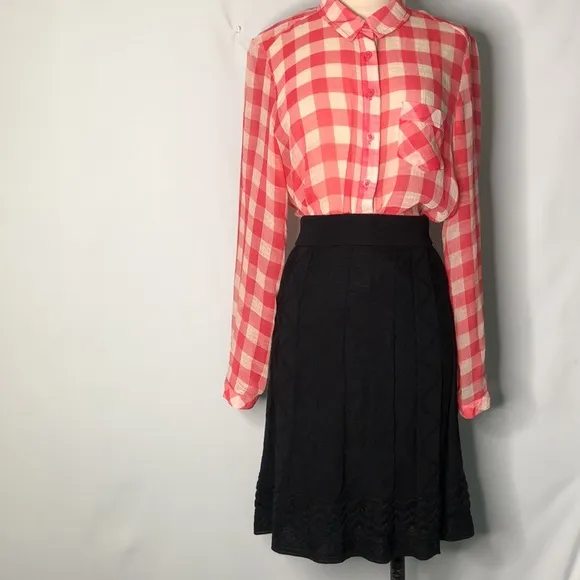 Missoni  Pleated flared Black A-Line knee Length Dress skirt Small 4