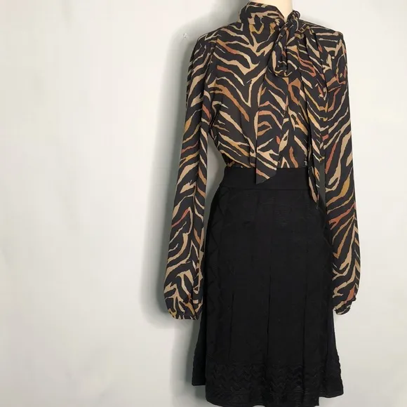 Missoni  Pleated flared Black A-Line knee Length Dress skirt Small 4