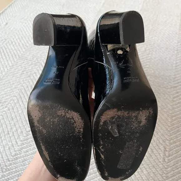 Miu Miu Tall Knee High Black Patent Leather Boots sz 39