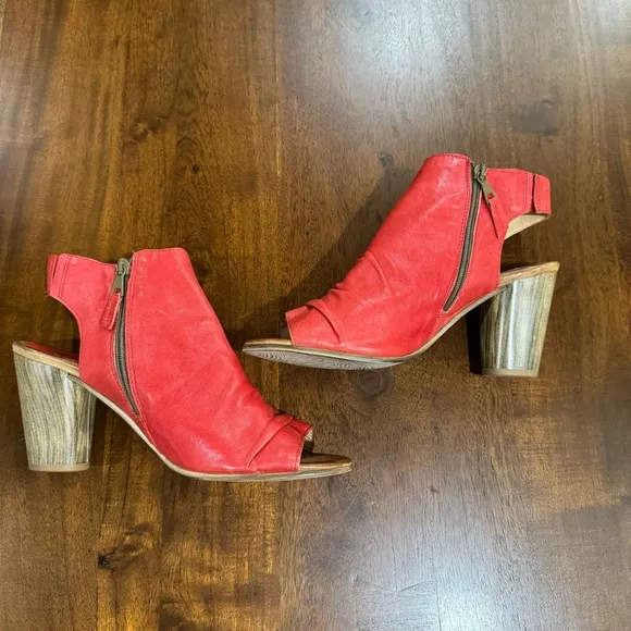 Miz Mooz Bella Leather Peep-Toe Heeled Sandals Size EU 42