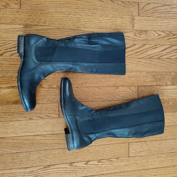 Moma Women's Tall Leather Boots in Black