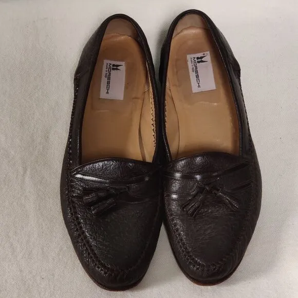 Moreschi ITALY Grain Leather Tassel Loafers Men's Size 11 Brown Slip On Shoes
