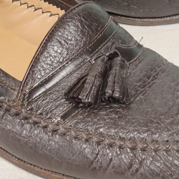 Moreschi ITALY Grain Leather Tassel Loafers Men's Size 11 Brown Slip On Shoes