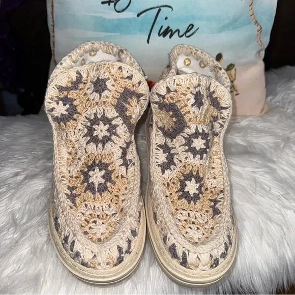 Mou Crochet Ankle Boots In Beige Size 40In Excellent Condition