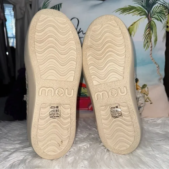Mou Crochet Ankle Boots In Beige Size 40In Excellent Condition