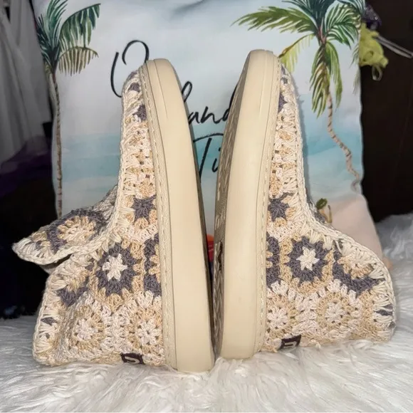 Mou Crochet Ankle Boots In Beige Size 40In Excellent Condition