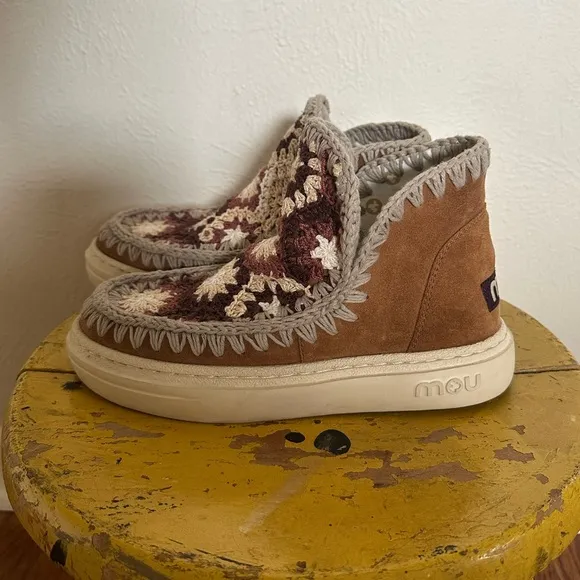 MOU Crochet Crush Ankle Boots Woman's 39 US size 8