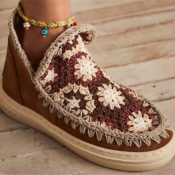 MOU Crochet Crush Ankle Boots Woman's 39 US size 8