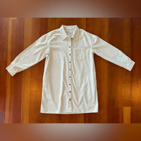 MWT Madewell Corduroy Cream Shirt Dress - Medium - Ivory