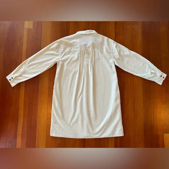 MWT Madewell Corduroy Cream Shirt Dress - Medium - Ivory