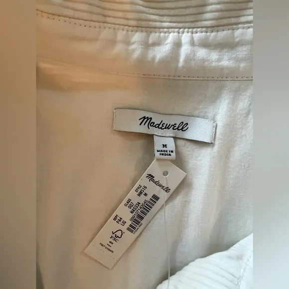 MWT Madewell Corduroy Cream Shirt Dress - Medium - Ivory