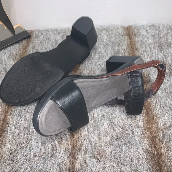 Naot Brown and Black Leather Sandals- Size 39