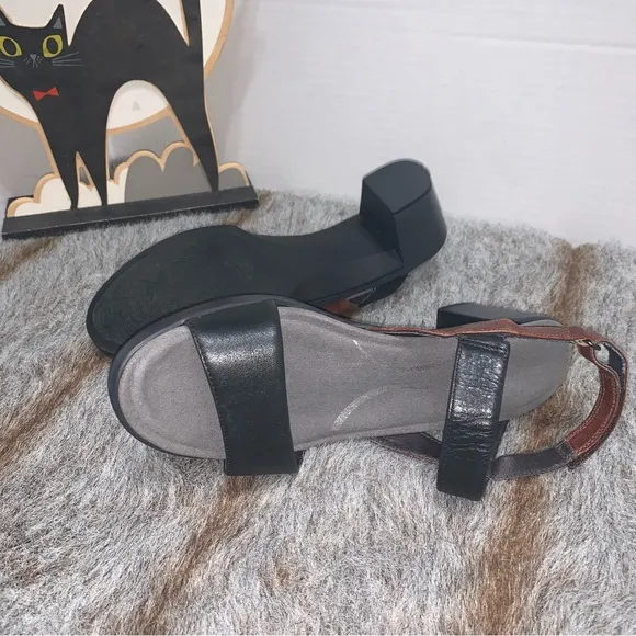 Naot Brown and Black Leather Sandals- Size 39