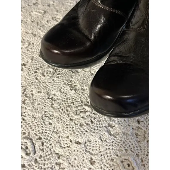 Naot Divine Espresso Dark Brown Crinkle Patent Tall Boots Sz 7 Zip Sides