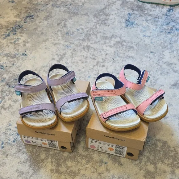 Native Charley Toddler Size 6 Sandals Pink Purple Summer