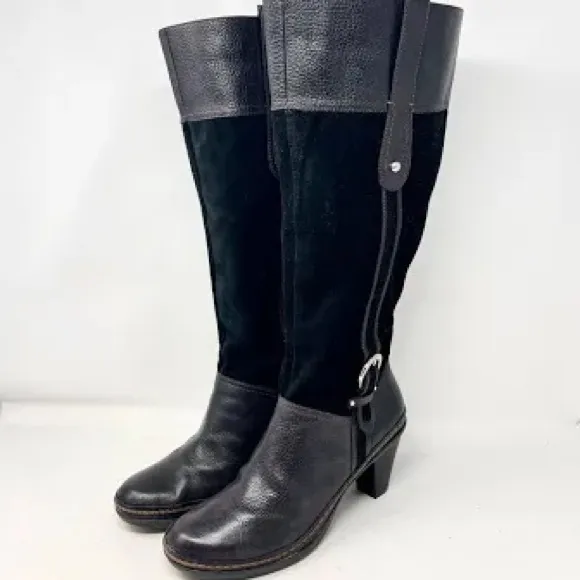 NATURALIZER 100% Suede &amp; Leather Knee High Boots-Size 8- Black