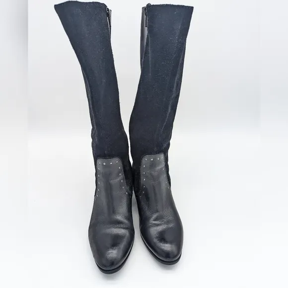 Naturalizer Leather &amp; Suede Dynasty Stud Detail Wide Shaft Tall Boots