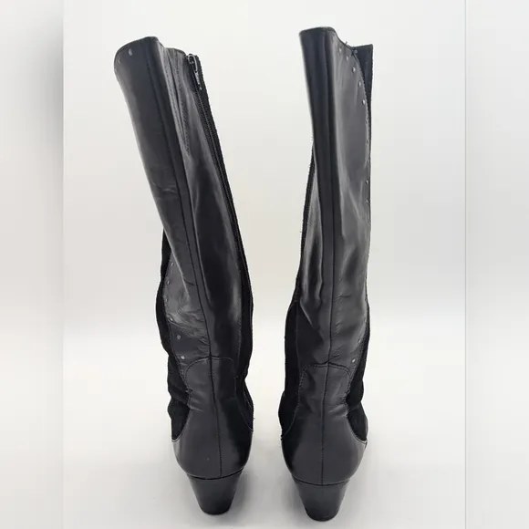 Naturalizer Leather &amp; Suede Dynasty Stud Detail Wide Shaft Tall Boots