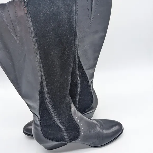 Naturalizer Leather &amp; Suede Dynasty Stud Detail Wide Shaft Tall Boots