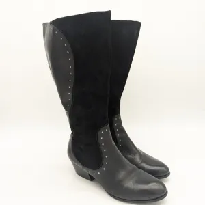 Naturalizer Leather &amp; Suede Dynasty Stud Detail Wide Shaft Tall Boots