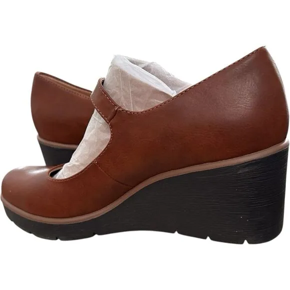 Naturalizer Shoes SOUL ADORE MARY JANE WEDGE Woman’s Sz 8.5M Pump Toffee Brown