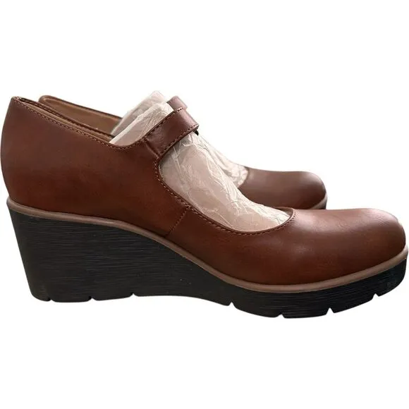 Naturalizer Shoes SOUL ADORE MARY JANE WEDGE Woman’s Sz 8.5M Pump Toffee Brown