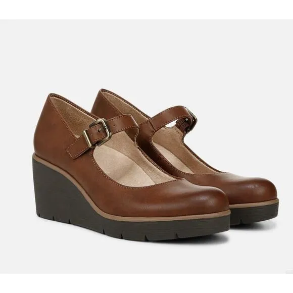Naturalizer Shoes SOUL ADORE MARY JANE WEDGE Woman’s Sz 8.5M Pump Toffee Brown