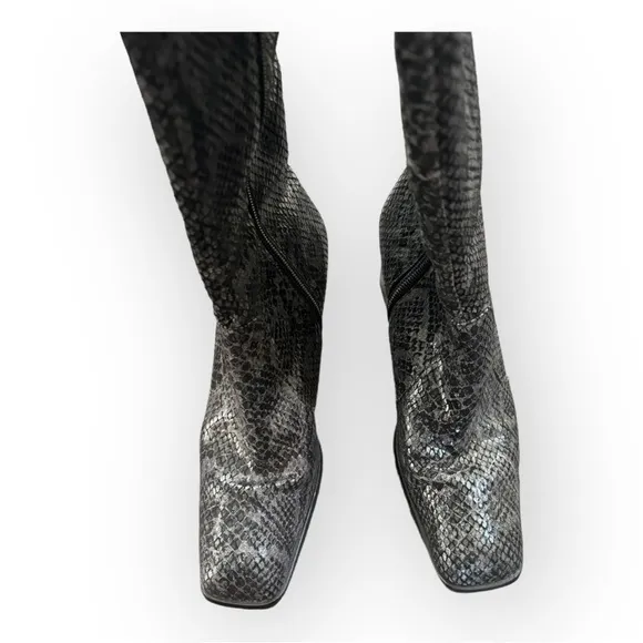 Naturalizer Snakeskin Square Toe Square Heel Knee High Boots