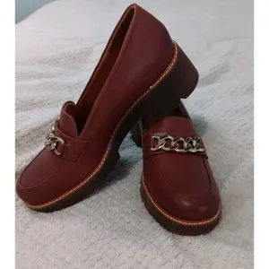 Naturalizer Women's  9M Desi Slip On Leather Loafer  With Gold Chain Cappuccino