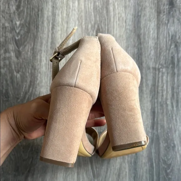 Naturalizer Women's Beige Suede Sandals Tan Platform Heels 9.5