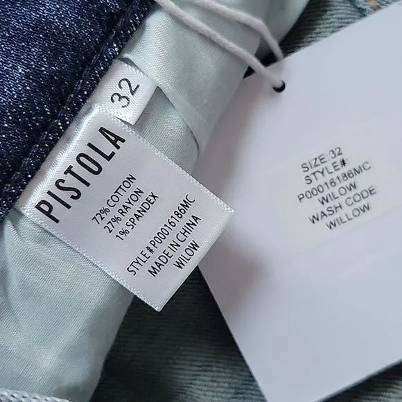NEW 32 PISTOLA PEEK A BOO WILLOW WASH COLLEEN HIGH RISE SLIM BOOT CUT JEANS NWT