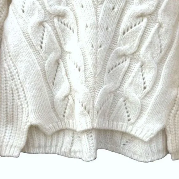 NEW Anthropologie Ivory Ramona Cable Oversized V-Neck Sweater — SZ S (up to LG)!