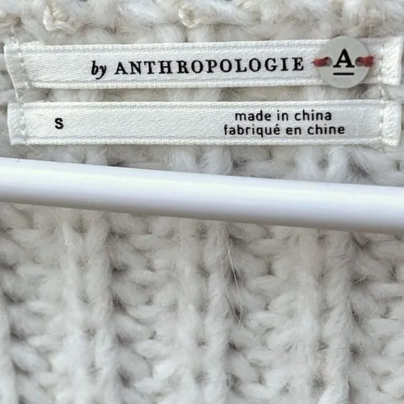 NEW Anthropologie Ivory Ramona Cable Oversized V-Neck Sweater — SZ S (up to LG)!