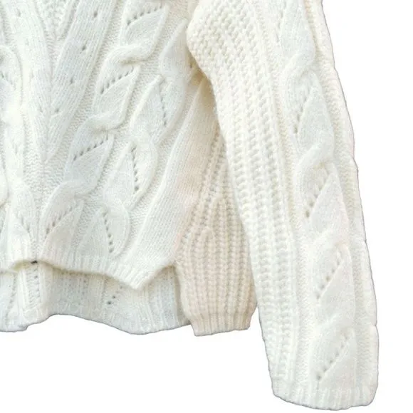 NEW Anthropologie Ivory Ramona Cable Oversized V-Neck Sweater — SZ S (up to LG)!