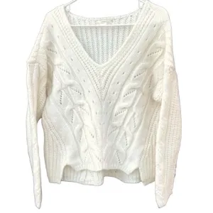 NEW Anthropologie Ivory Ramona Cable Oversized V-Neck Sweater — SZ S (up to LG)!
