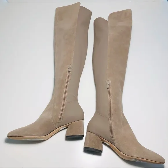 NEW Antonio Melani Haddison Suede Over-the-Knee Block Heel Boots in Taupe sz 6.5