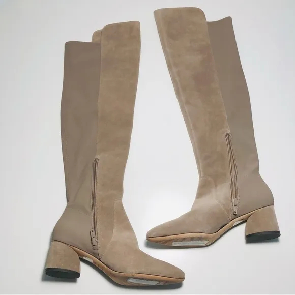 NEW Antonio Melani Haddison Suede Over-the-Knee Block Heel Boots in Taupe sz 6.5
