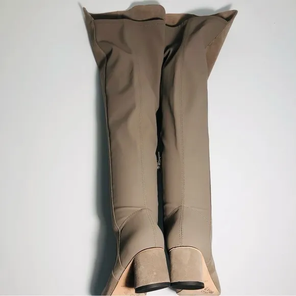 NEW Antonio Melani Haddison Suede Over-the-Knee Block Heel Boots in Taupe sz 6.5
