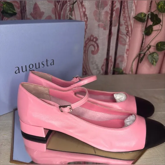 NEW Augusta Pink and Black Women's Mary Jane Loafers, US Size 6.5 / EU Size 37.