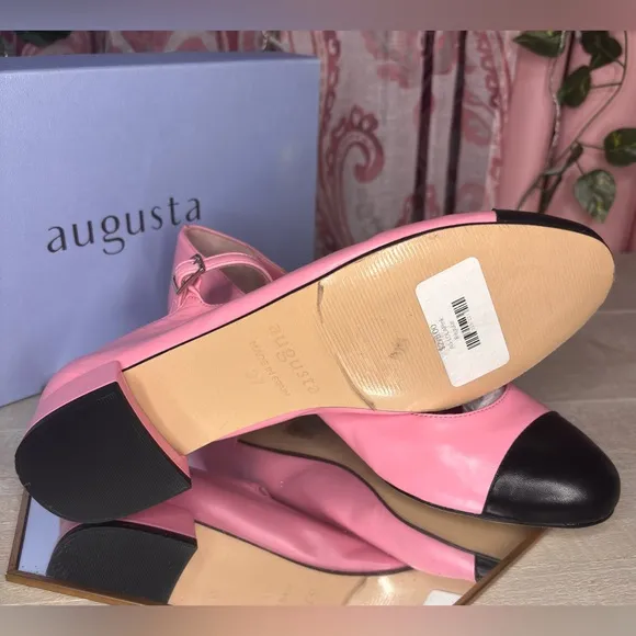 NEW Augusta Pink and Black Women's Mary Jane Loafers, US Size 6.5 / EU Size 37.