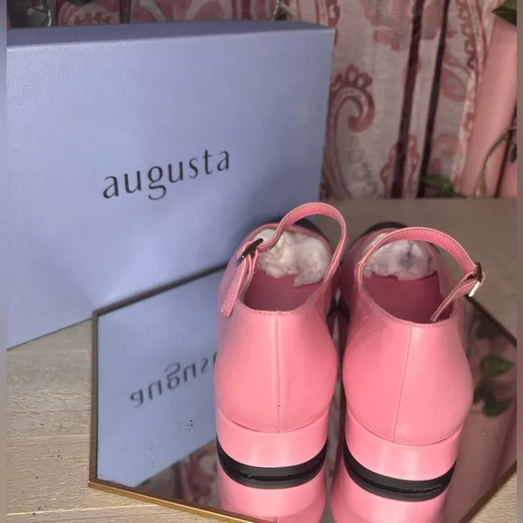 NEW Augusta Pink and Black Women's Mary Jane Loafers, US Size 6.5 / EU Size 37.