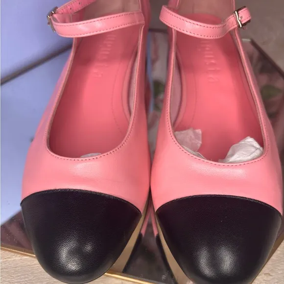NEW Augusta Pink and Black Women's Mary Jane Loafers, US Size 6.5 / EU Size 37.