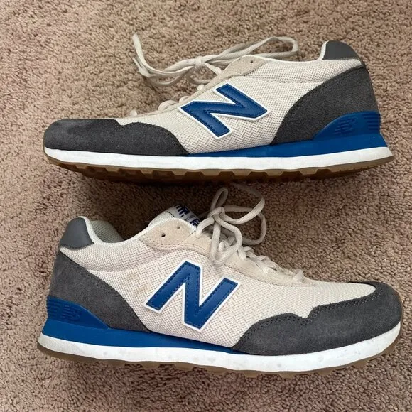 New Balance 515 Mens Size 10 Suede Gray Blue Comfort Logo Sneakers Shoes Trainer