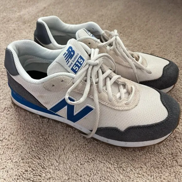 New Balance 515 Mens Size 10 Suede Gray Blue Comfort Logo Sneakers Shoes Trainer