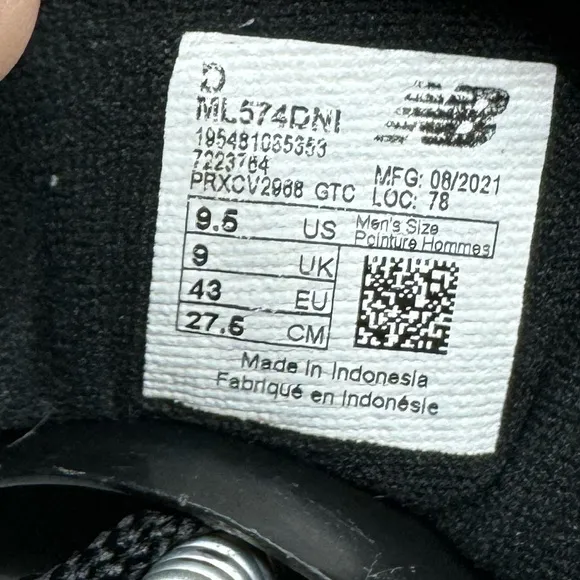 New Balance 574 Rugged Casual Shoes Black White Helium ML574DNI Men’s Size 9.5
